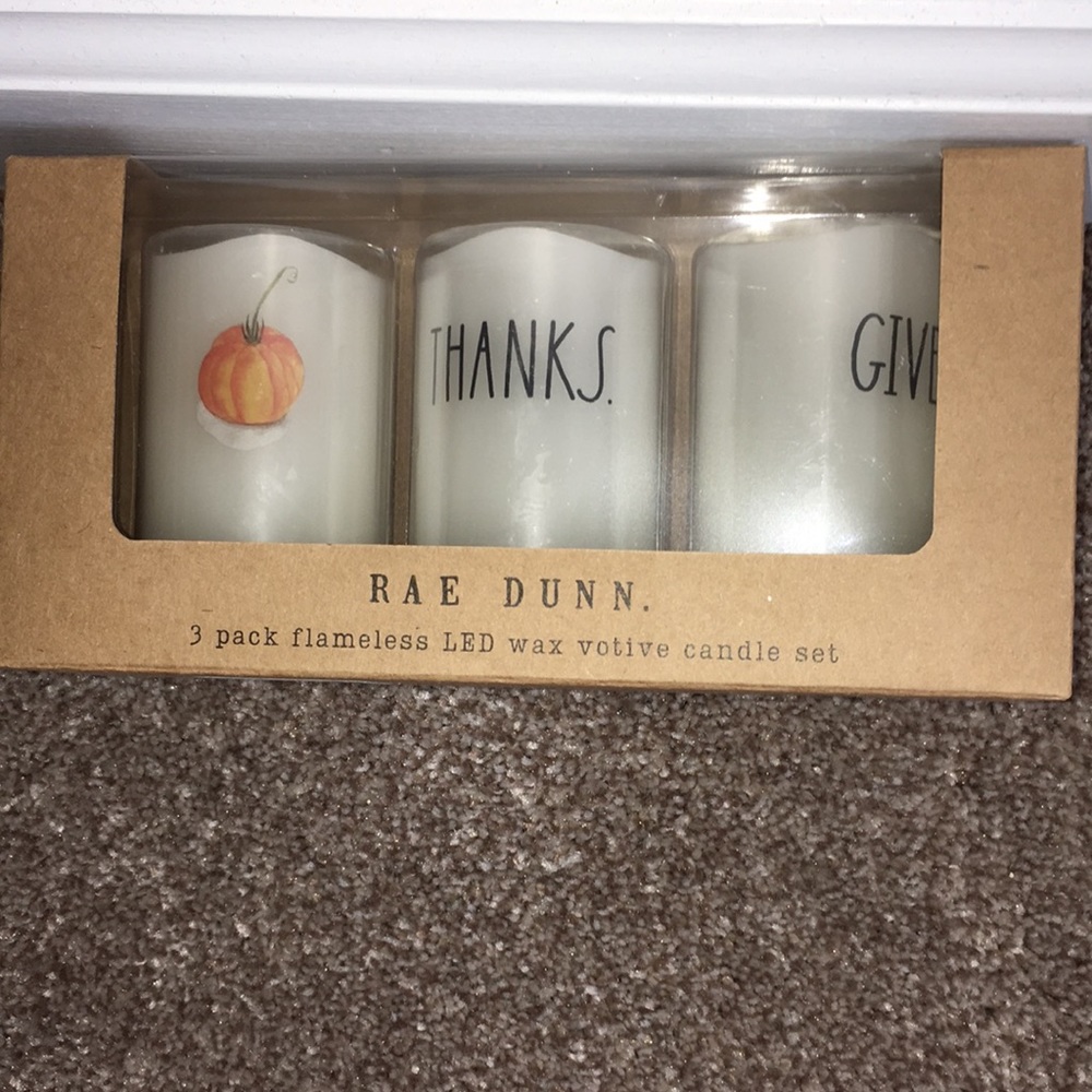 Rae Dunn-NWT-3 Pack of Thanksgiving Flameless LED Wax Votive Candles - Picture 1 of 5